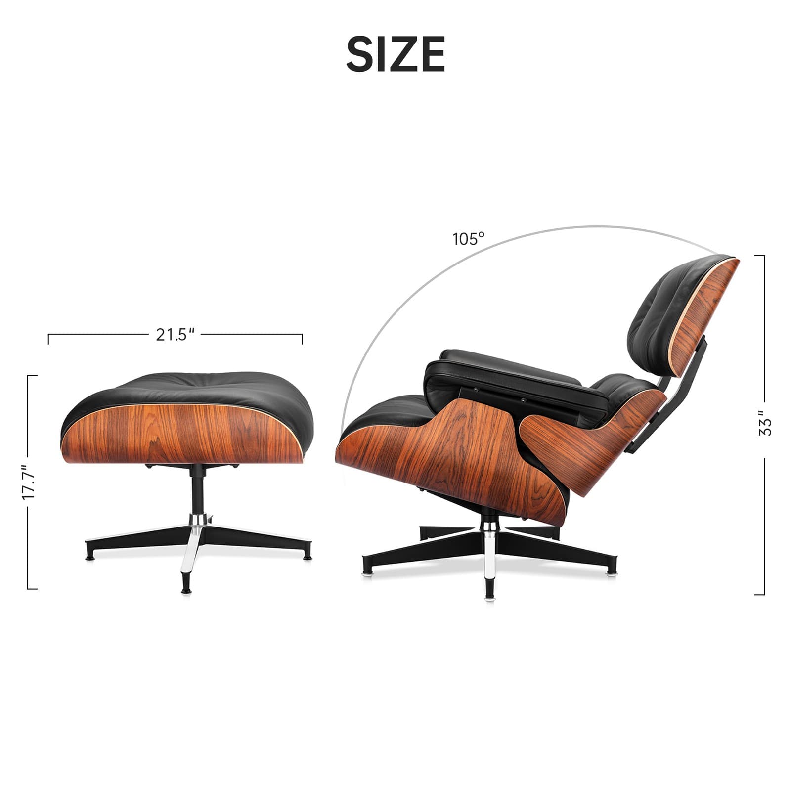 Pro Tall Eames Lounge Chair And Ottoman Set Genuine Leather Armchair Club Seat 3