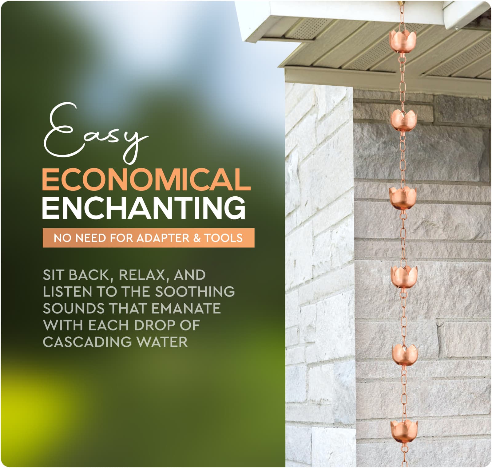 Marrgon Copper Water Chain with Tulip Styled Cups – Durable & Thick Rain Chain 6