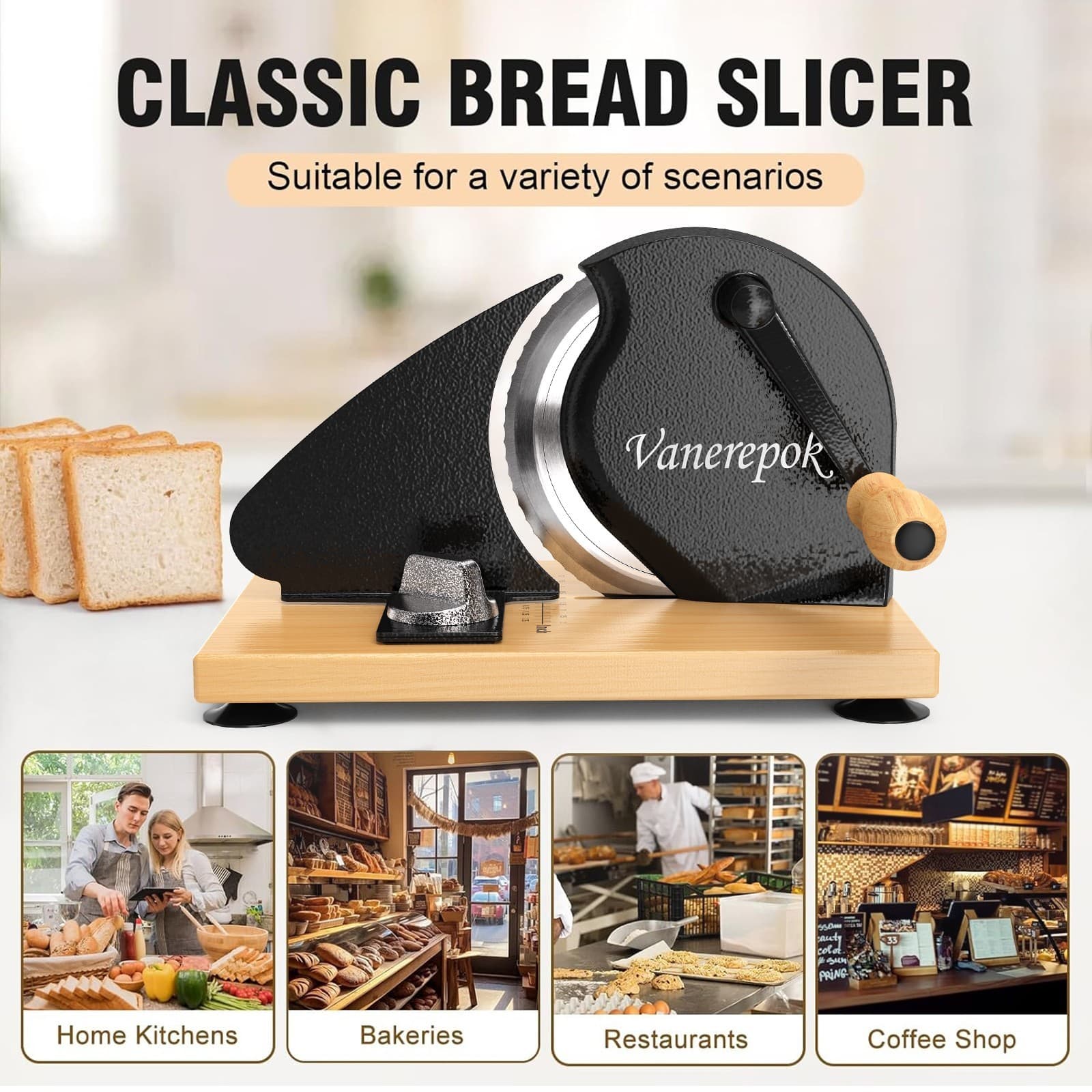 Vanerepok Manual Bread Slicer for Homemade Sourdough Bread with Adjustable Width 6