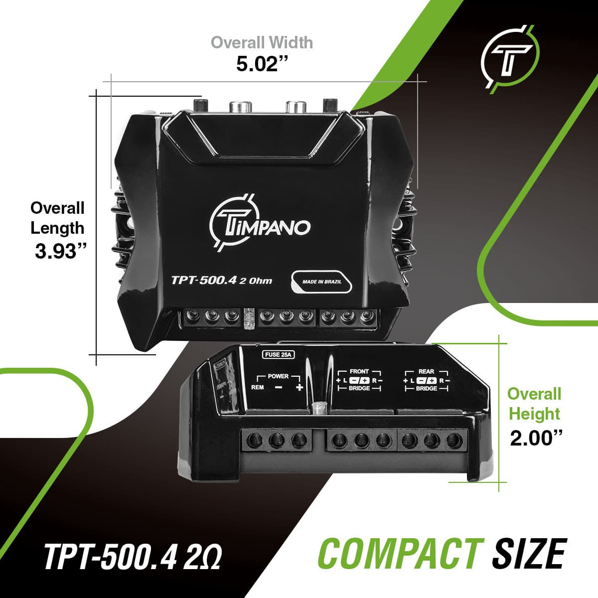 Timpano TPT-500.4 2Ω Compact 4 Channel Amplifier 500W Car Audio Digital Amp  4