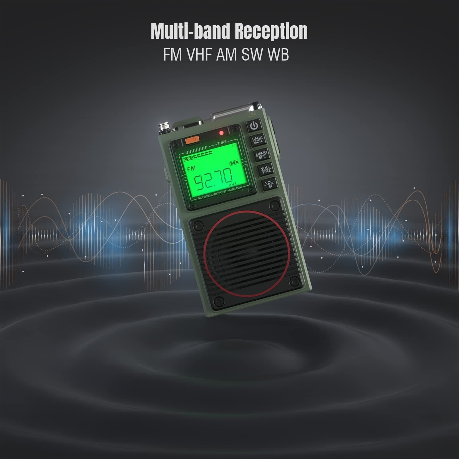 Raddy RF75A APP Control Shortwave Radio AM/FM/VHF/SW/WB Weather Radio Bluetooth 3