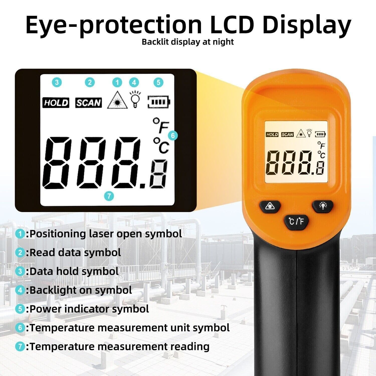 Infrared Thermometer Non-contact Digital Laser Infrared Temperature Gun 6