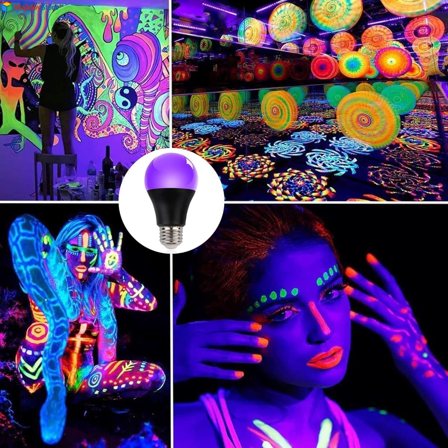 2pack Led Ultraviolet Black Light Uv Bulb Glow in the Dark Ultra Violet Neon NEW 6