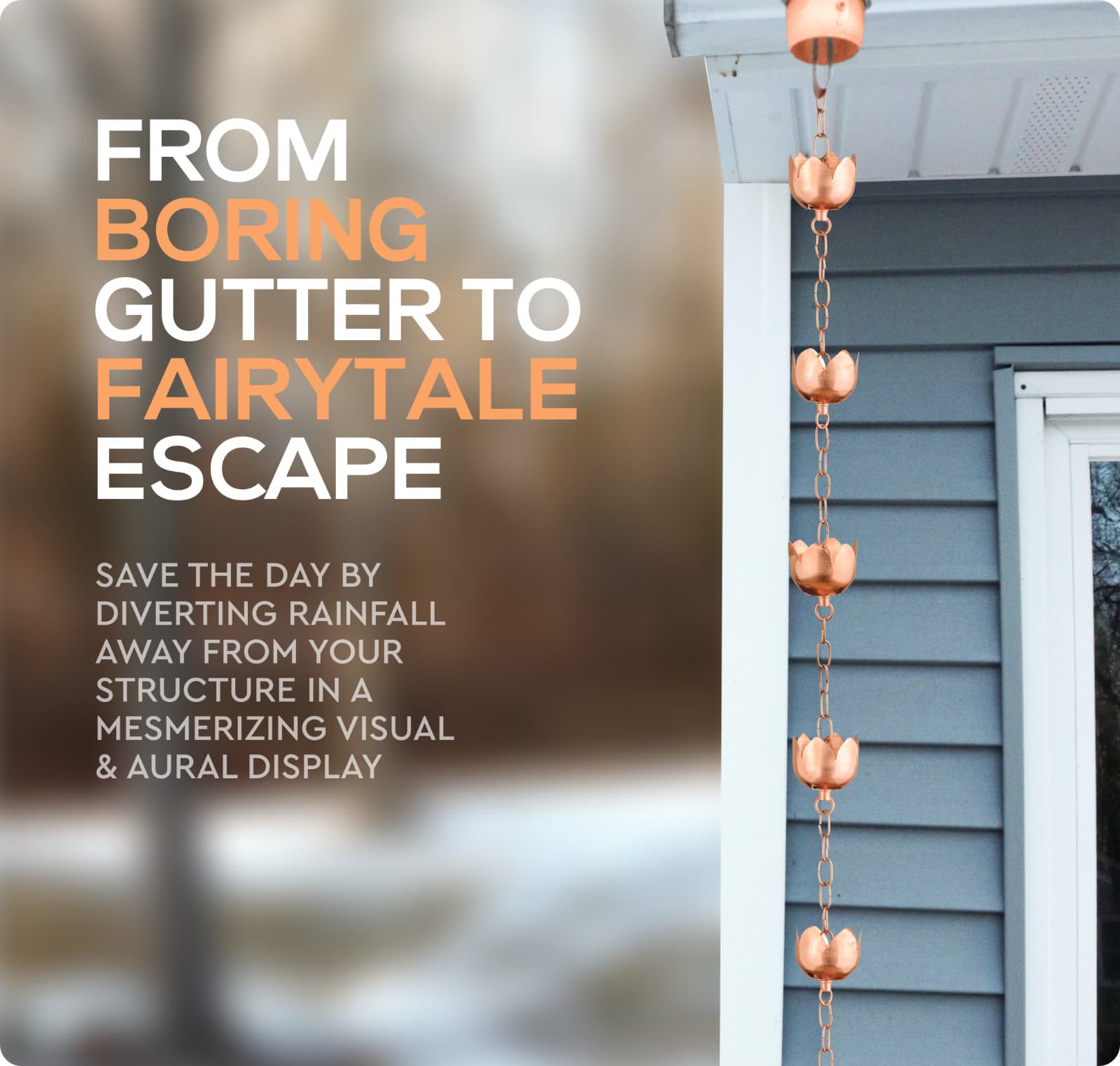 Marrgon Copper Water Chain with Tulip Styled Cups – Durable & Thick Rain Chain 4