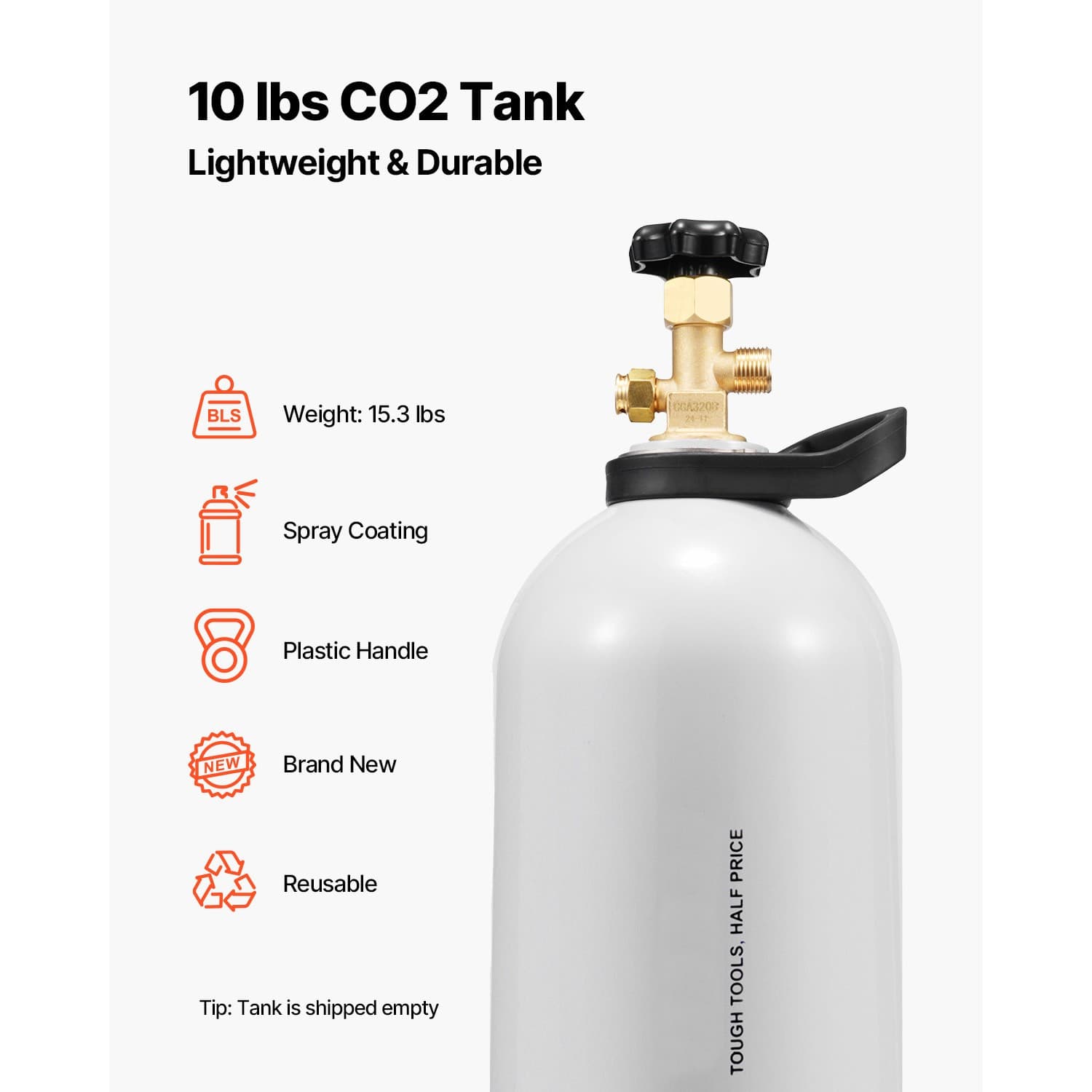 CO2 Tank 10 lbs New Aluminum Alloy Gas Cylinder with CGA320 Valve DOT Approved 2