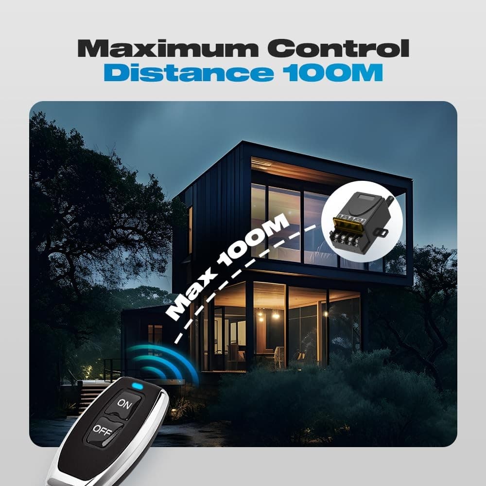 New 12V Remote Switch Wireless, DC Relay RF Control Switch w/ 328ft Long Range 6