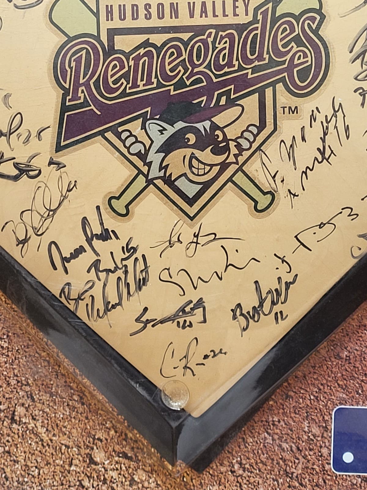 HUDSON VALLEY RENEGADES TEAM SIGNED BASEBALL SCHUTT HOME PLATE NEW YORK YANKEES 5