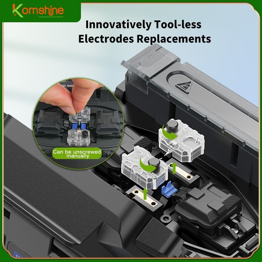 Fttx Mini Fiber Optic Fusion Splicer Komshine EX39 with One Pair of Electrode 6