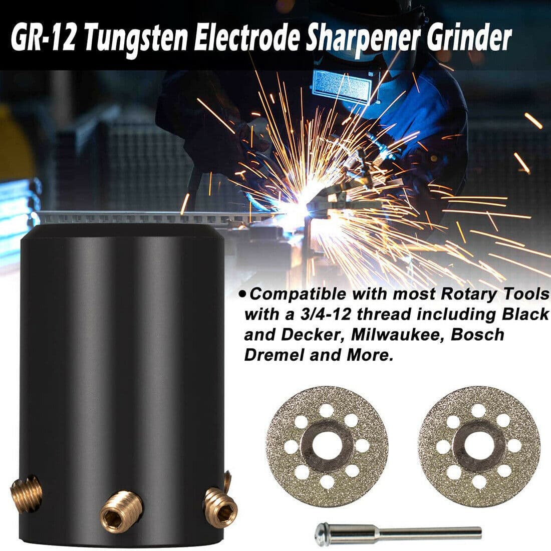Tungsten Sharpener Grinder Electrode Sharpener Grinder Head TIG Welding Tool 3
