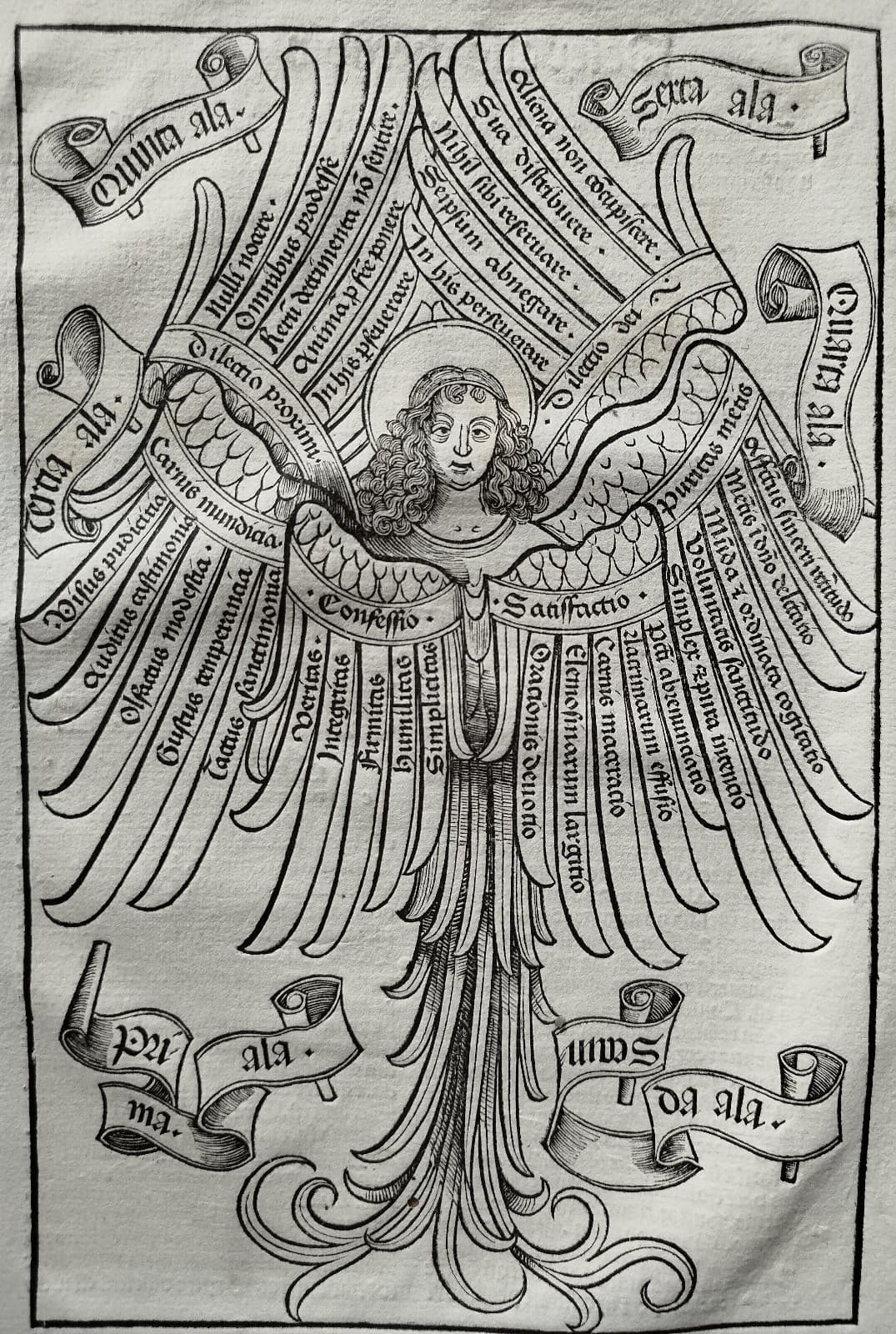 Seraph Original Incunable Woodcut Bonaventura Opuscula Strasbourg Husner - 1495