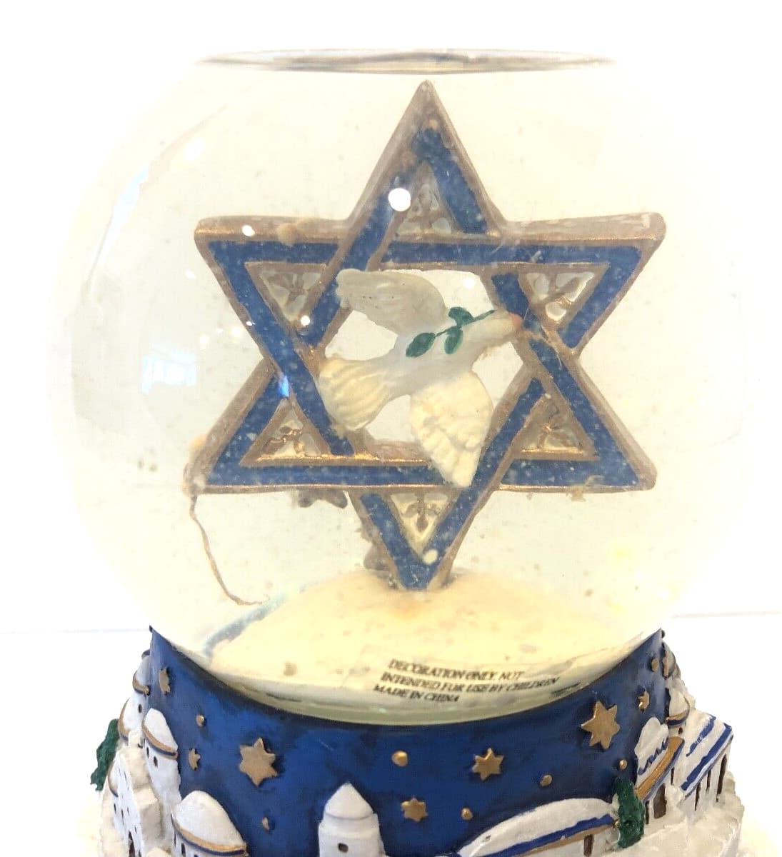 Vintage Judaica Jewish Star Of David Dove Music Box Snow Globe Judaism Jerusalem 2