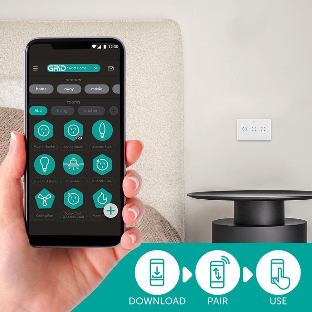 DETA White Gloss Grid Connect Smart Single Fan Speed Controller With Touch Light 2