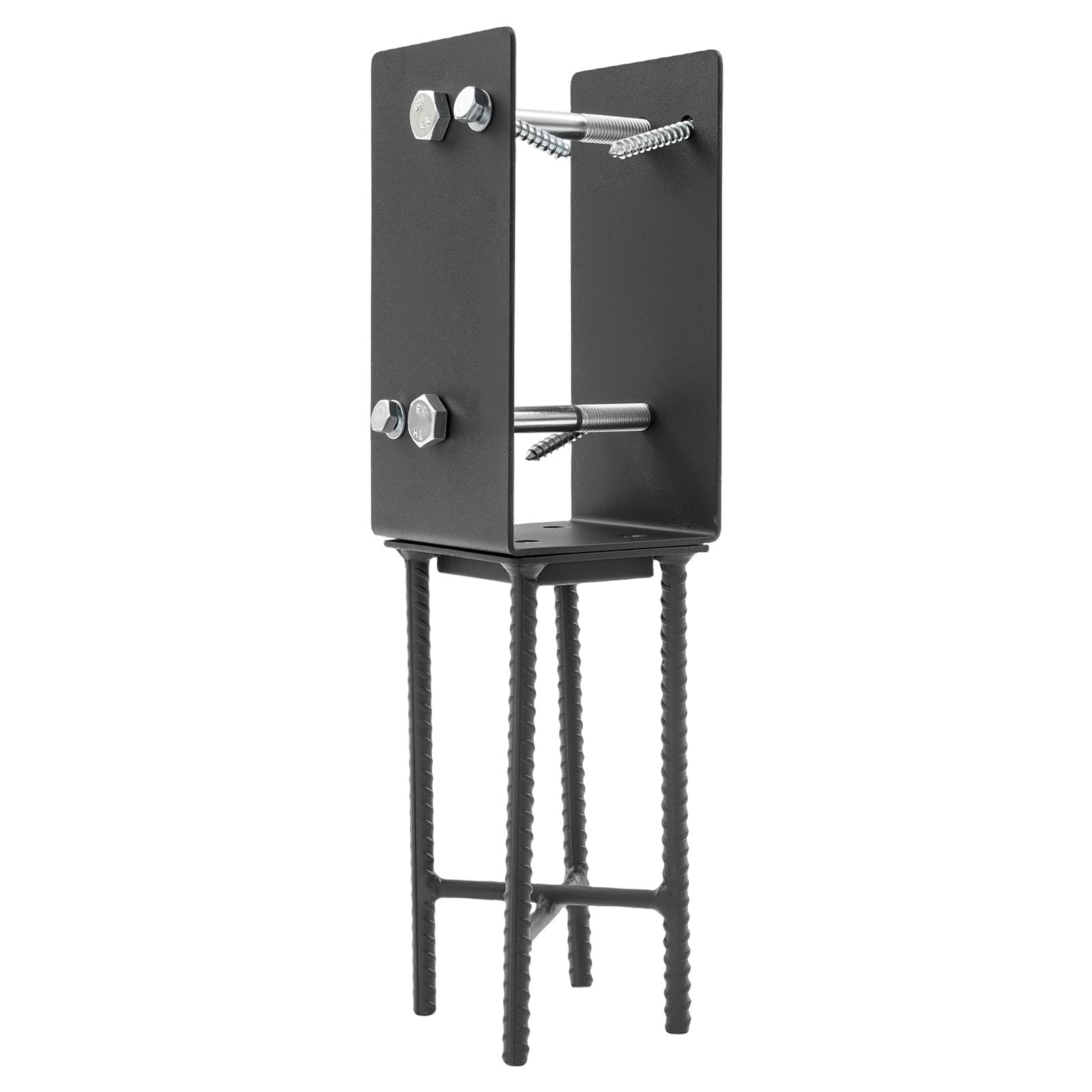 U-Shaped Carbon Steel Post Base Holder for Concrete Foundations - Black 4