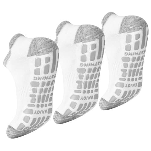  Pilates Grip Socks for Men Non Slip Grippy Sock for Yoga 6-9 04 Black(3 Pack) 2