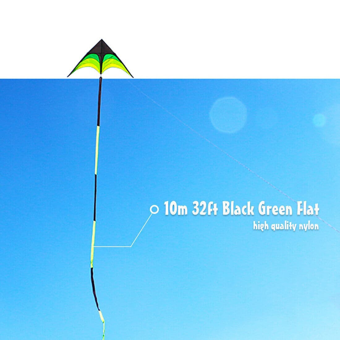 10M/32ft Black & Green & Rainbow Kite Tail for Single Line Kites Outdoor Toys 5