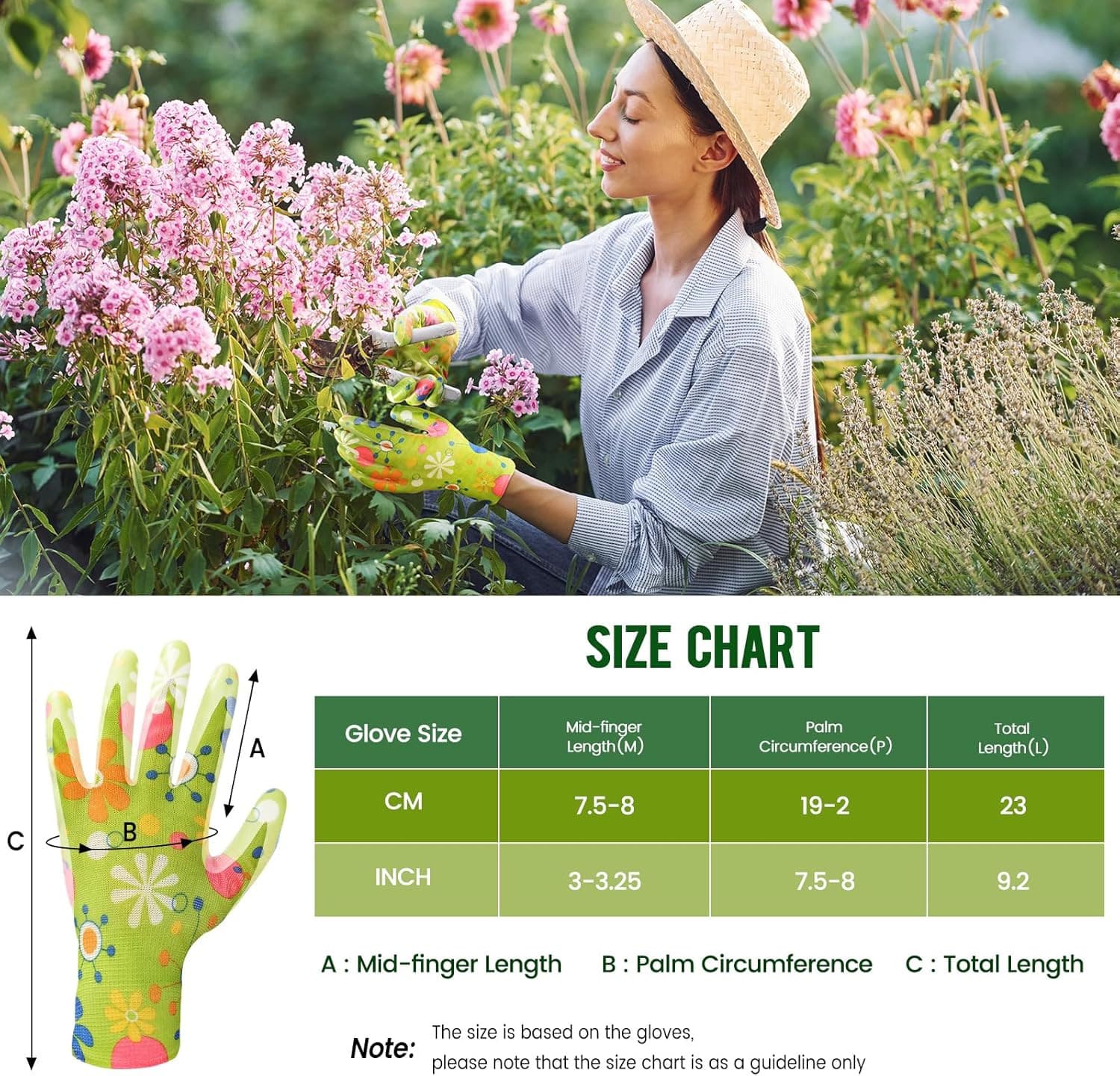 6 Pairs Gardening Gloves for Women - Breathable Rubber Coated Garden Gloves, Mul 2