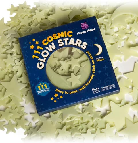 Happy Hippo 111 Glow in The Dark Stars for Ceiling with Bonus Moon...