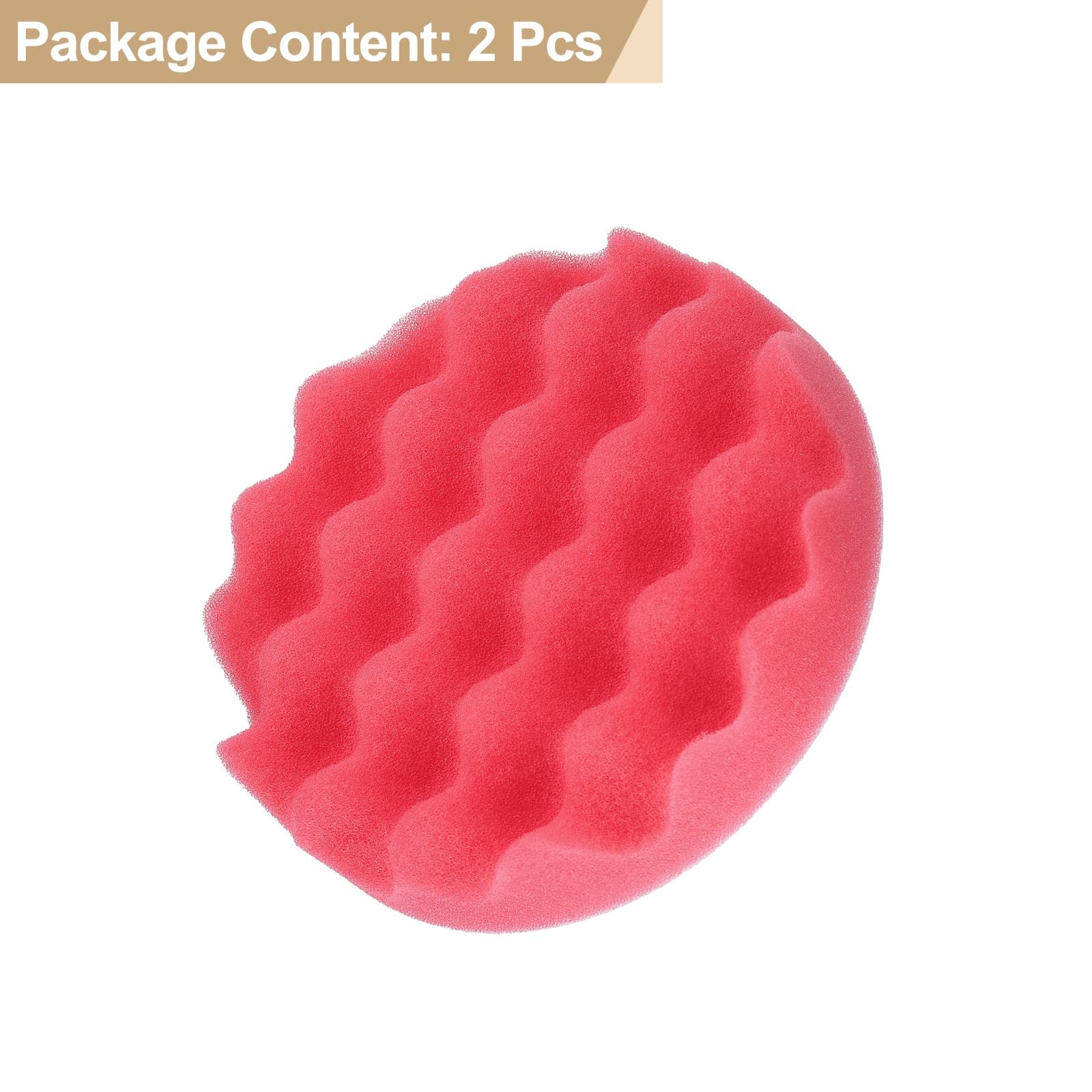 2pcs Buffing Sponge Pads 5" Polishing Wheel Waffle Finishing Grip Pad, Red 3