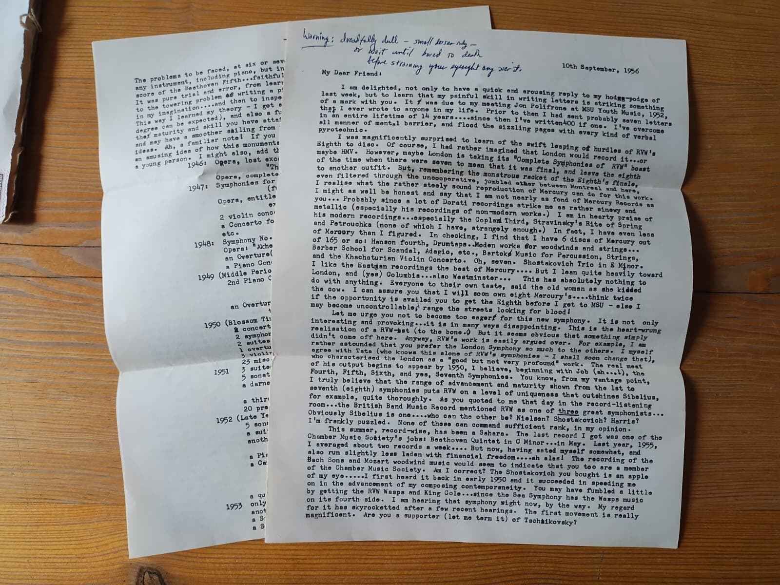 Archive of Correspondence Violinist Studying with Boulanger, Klemperer ca-1960 4