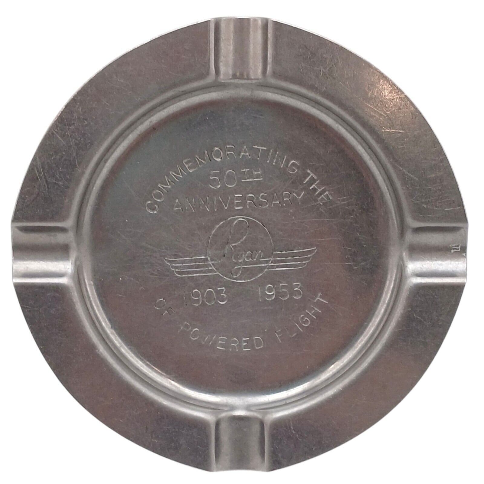 Ryan Aeronautical Company 50th Anniversary 1903-1953 Stainless Steel Ashtray vtg