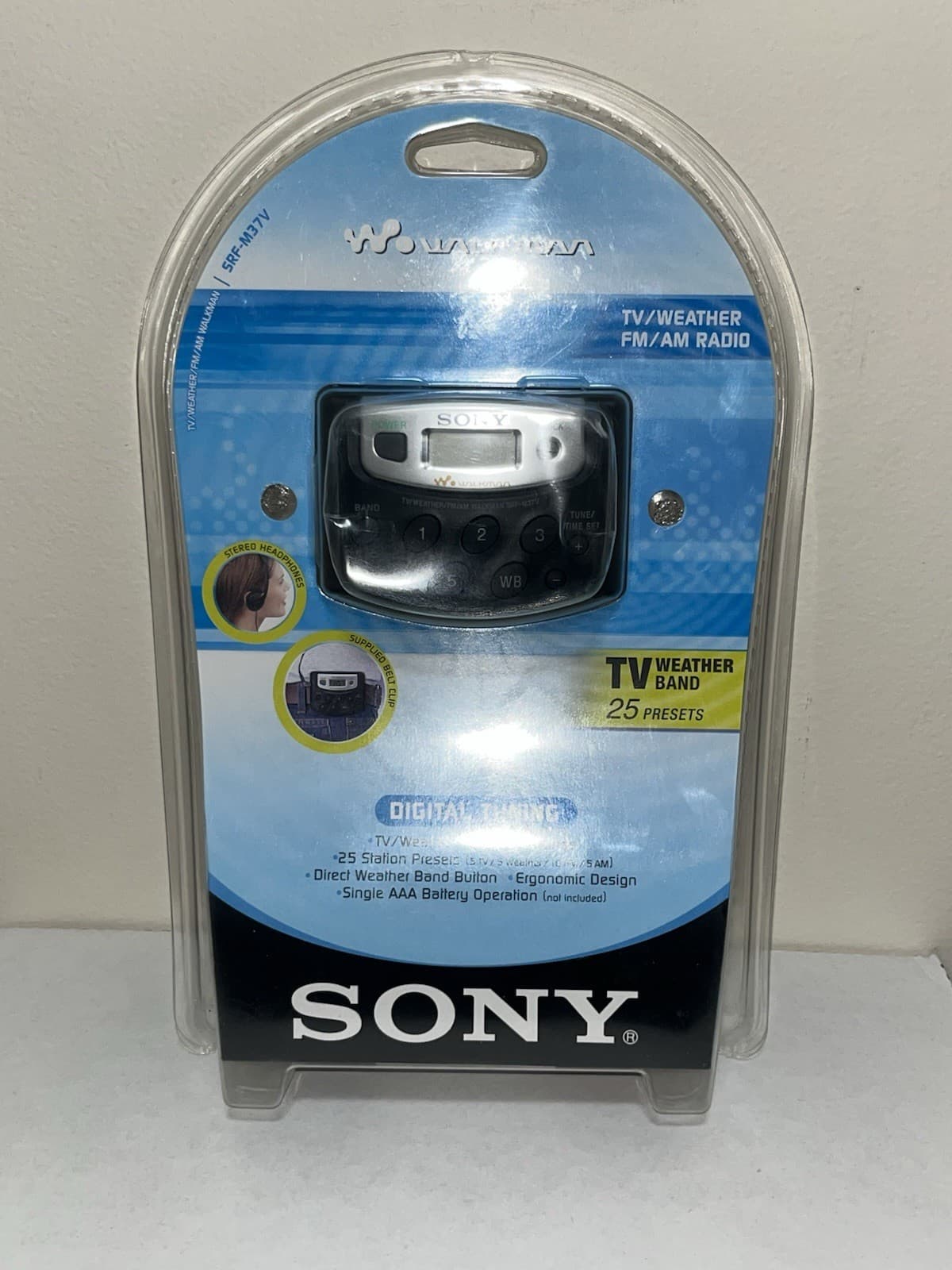 Sony SRF-M37V Walkman AM/FM Radio TV/Weather Digital Music 25 Presets NEW SEALED 3