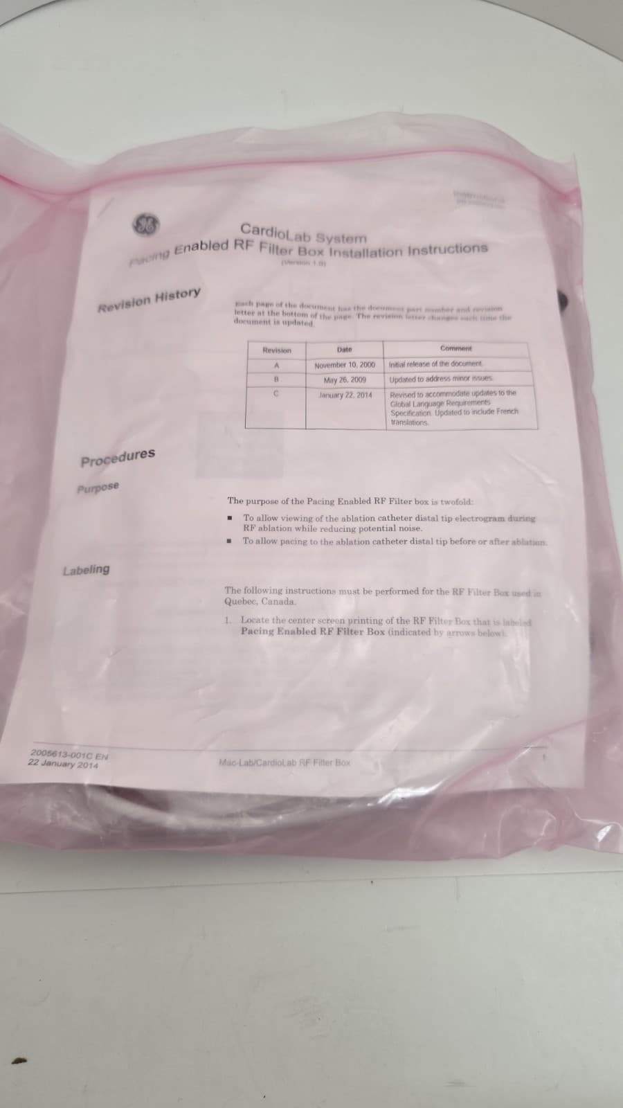 NEW!!! GE 2004965-004  Cardiolab System Pacing Enabled RF Filter Box 2
