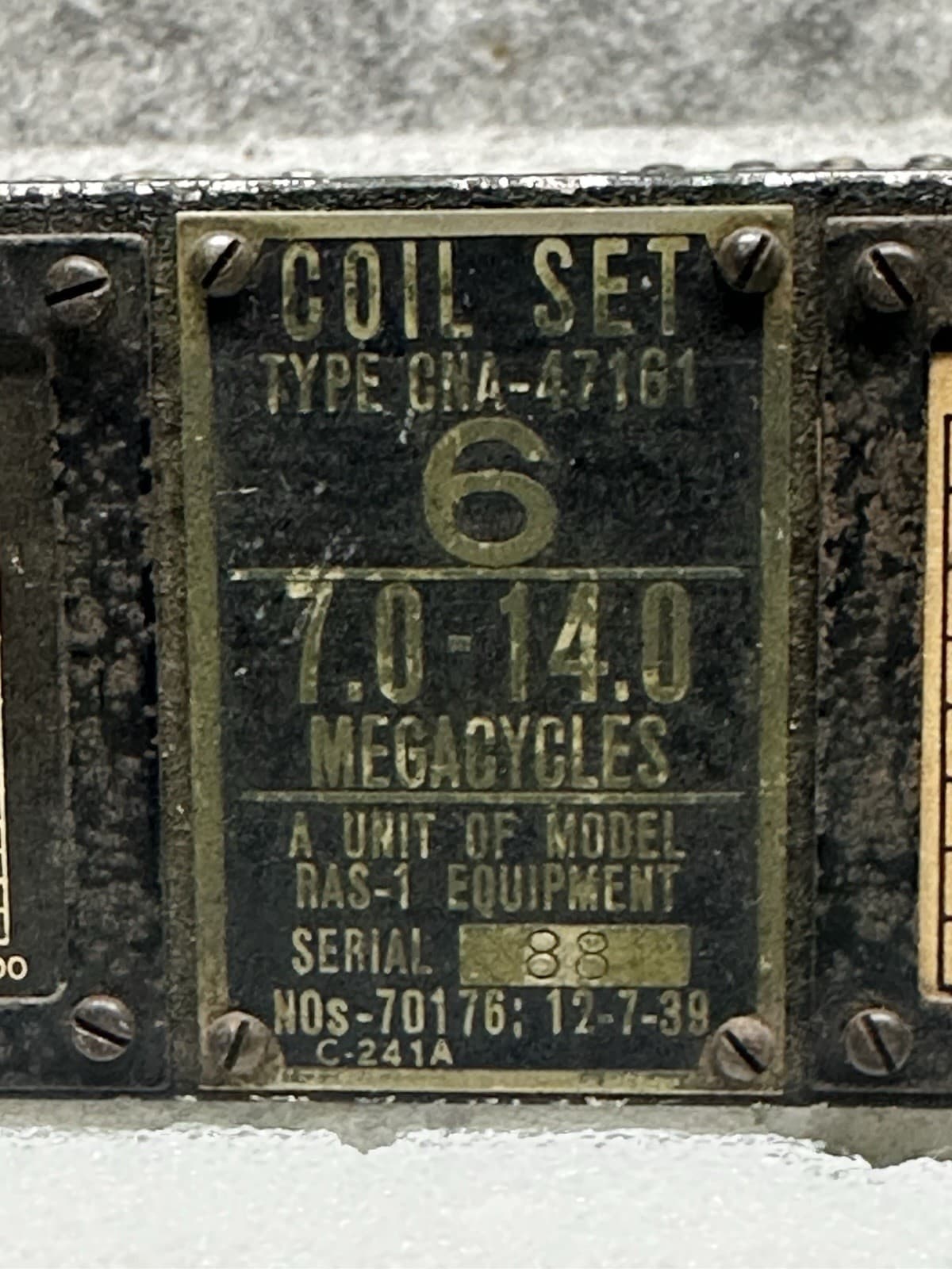 NATIONAL RAS-1 CNA-47161 MILITARY HAM RADIO RECEIVER "6" PLUG IN COIL DATED 1939 5