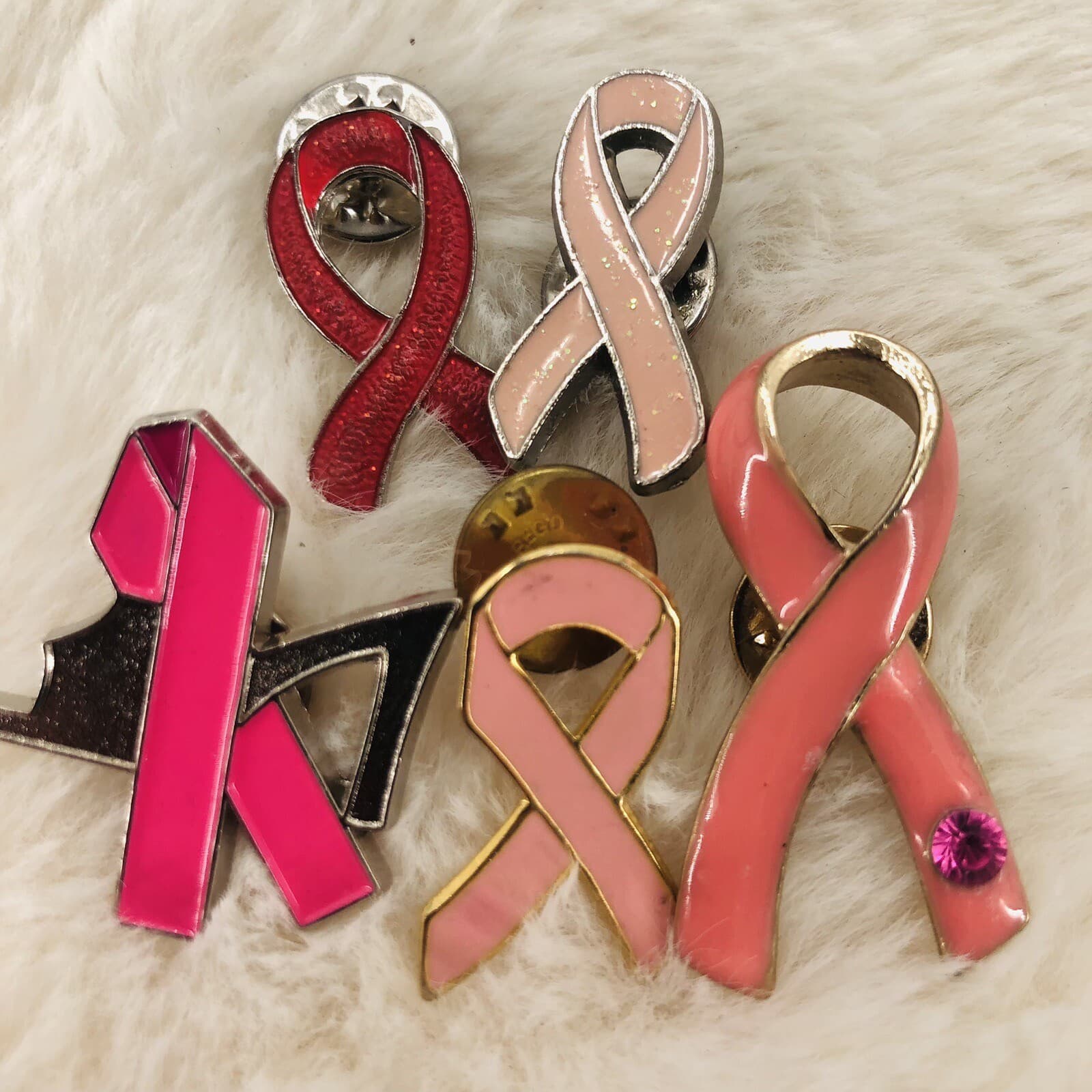 Pink Ribbon Breast Cancer Awareness Month Lapel Pin Lot of 20 Random Mix w/ Avon 3