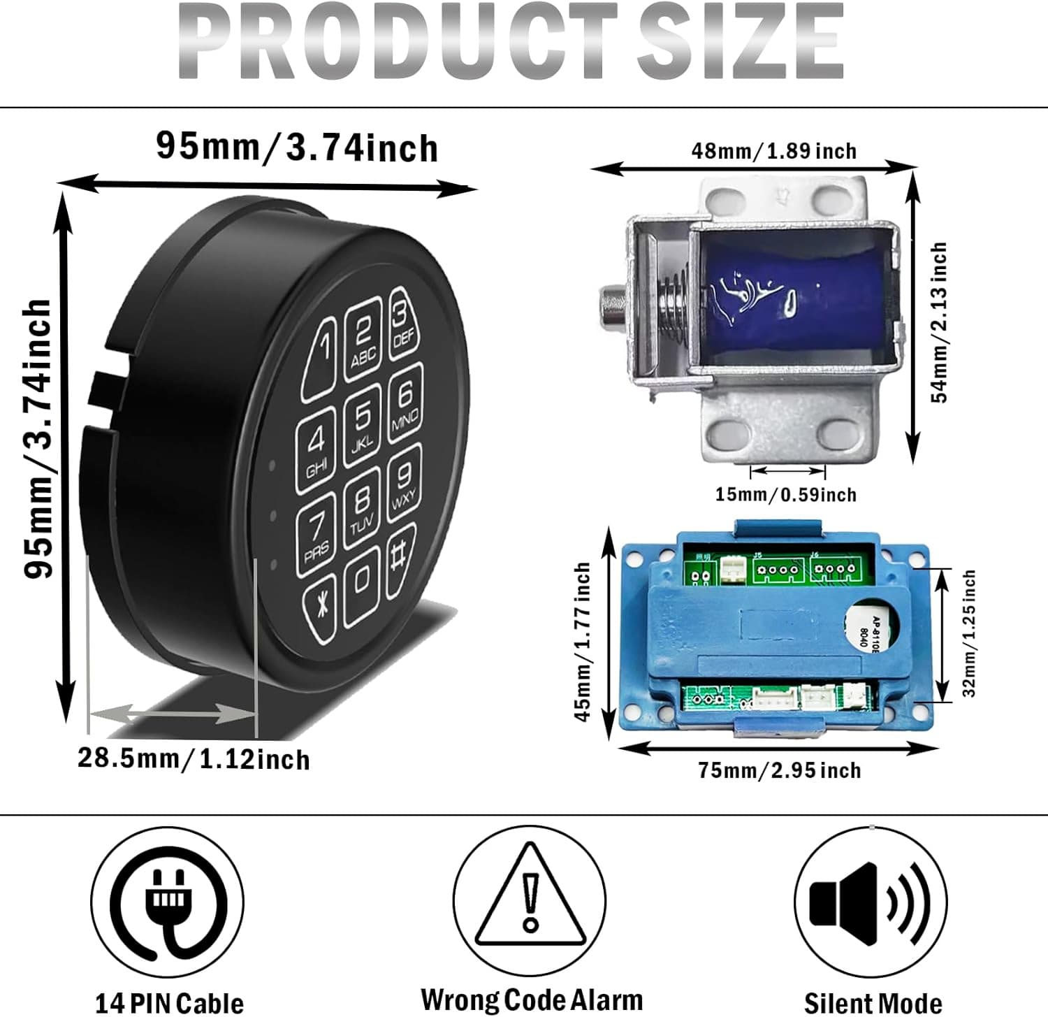 Electronic Safe Lock Replacement Keypad with Solenoid Lock Fit Safe Box and More 2