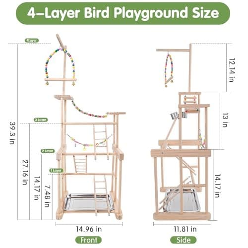 Bird Playground 4 Layer, Parrot Playground Bird Play Stand for Parakeet 4 layer 6