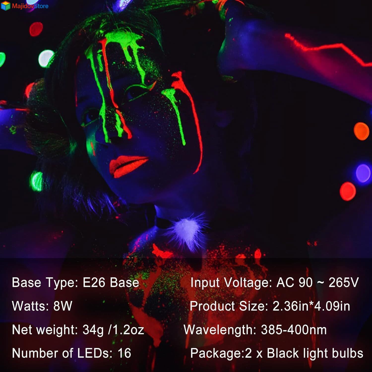 2pack Led Ultraviolet Black Light Uv Bulb Glow in the Dark Ultra Violet Neon NEW 2