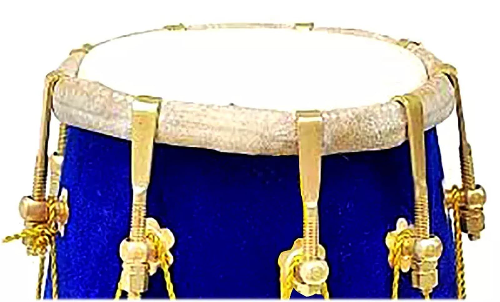 Premium Blue Velvet Dholak with Cover – Elegant Design and Authentic Sound 4
