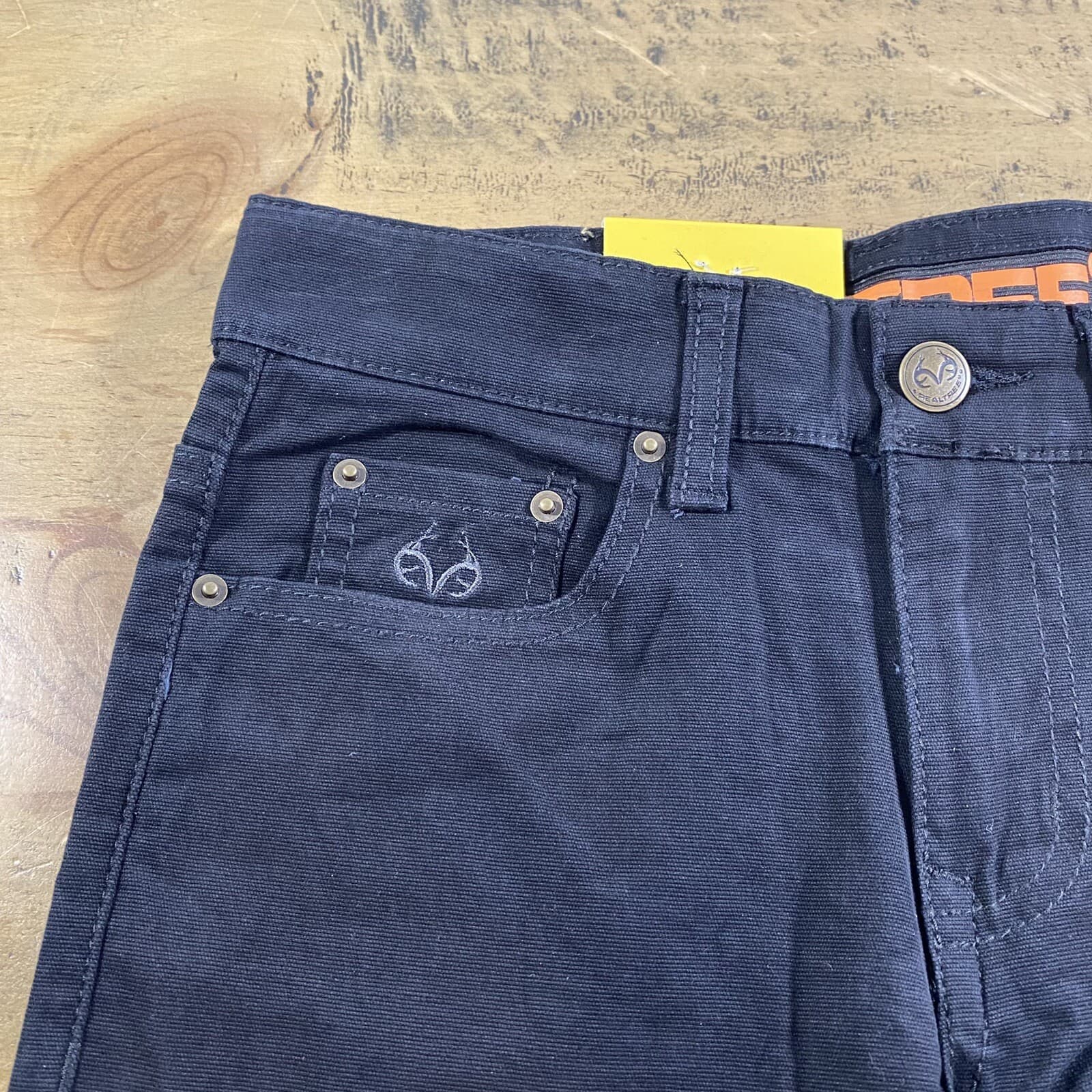 REALTREE Boys/Youth Canvas Carpenter Pants Size Small 7/8 - Black New 4