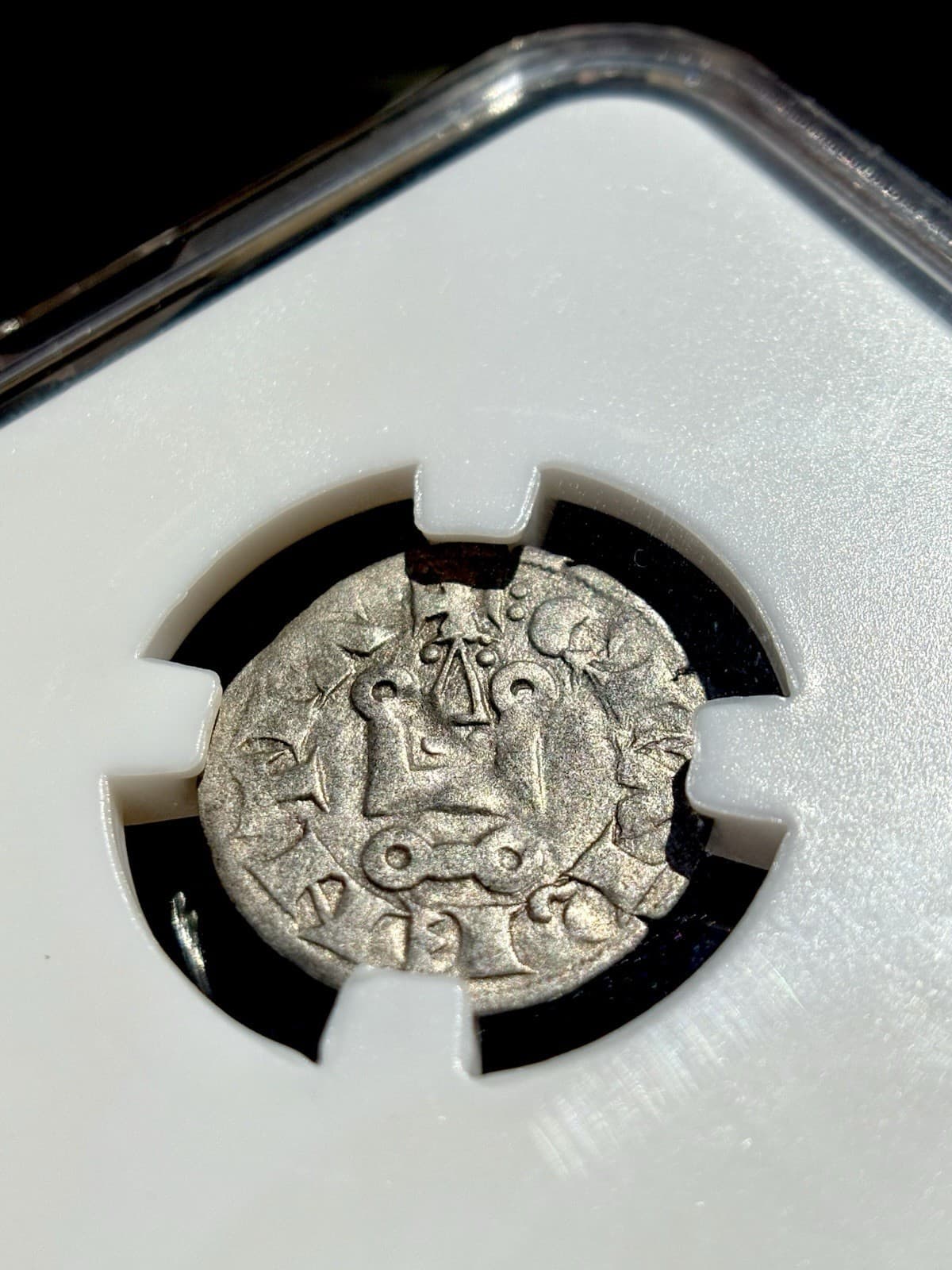XF CRUSADERS ATHENS 1294-1308 AD, Rare GUY II De La Roche Silver Denier Coin 6
