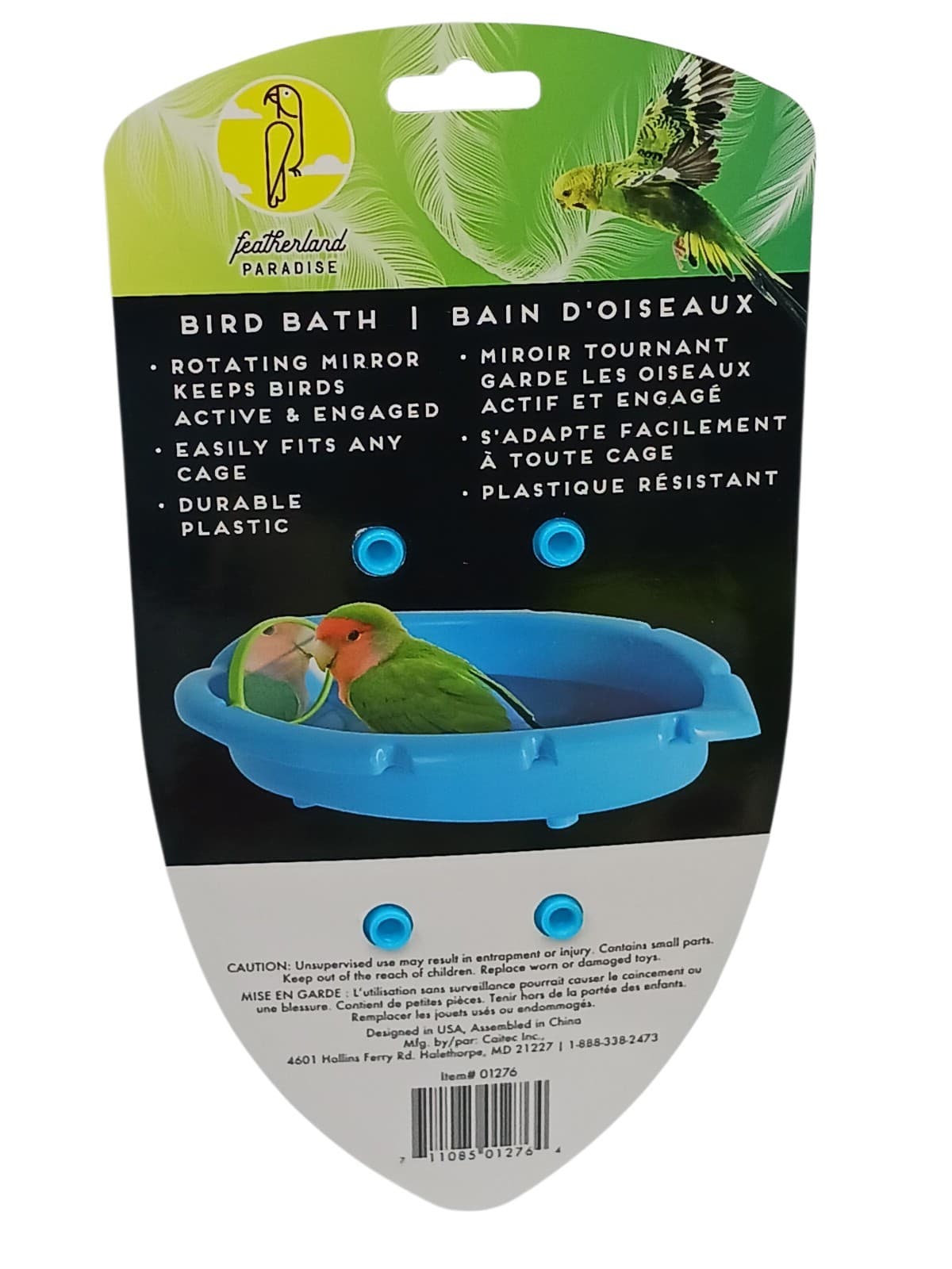 Caitec Featherland Paradise Birdie Bird Bath Tub For Small Birds With Mirror New 2