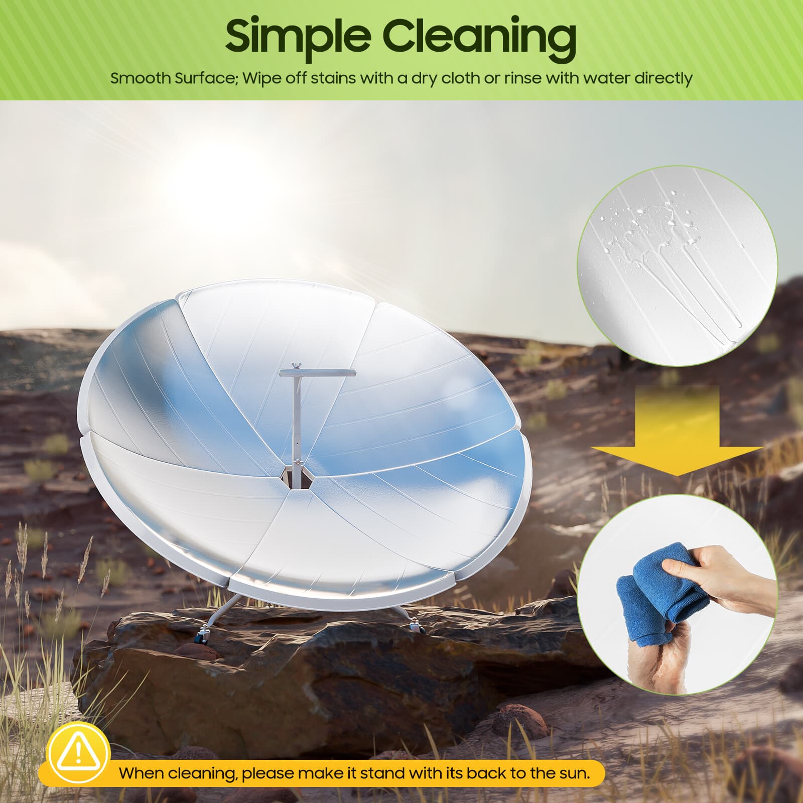 Dia 59" Parabolic Solar Cooker High Efficiency Outdoor Camping Portable Sun Oven 4