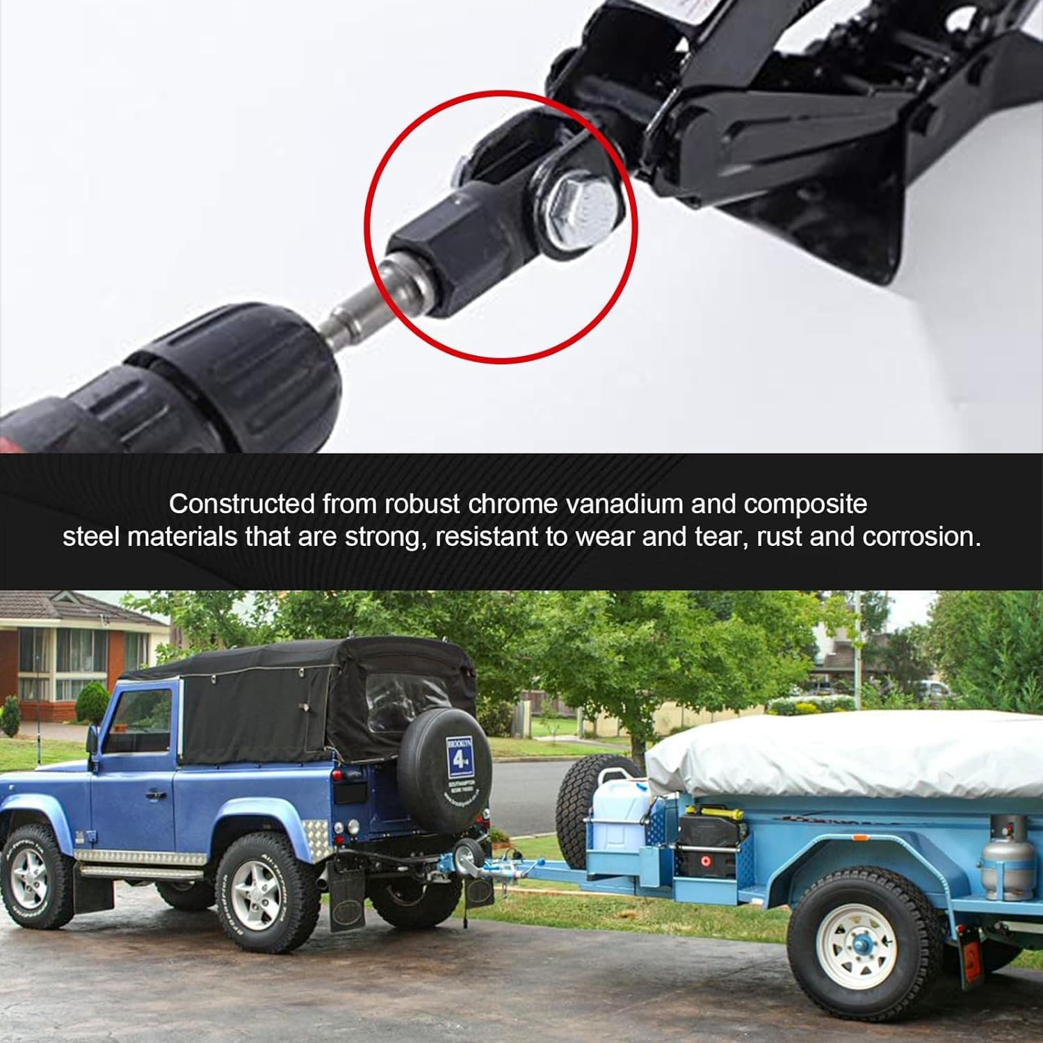 Scissor Jack Adapter, Drill Adapter for 1/2 Inch Black & Silver  5