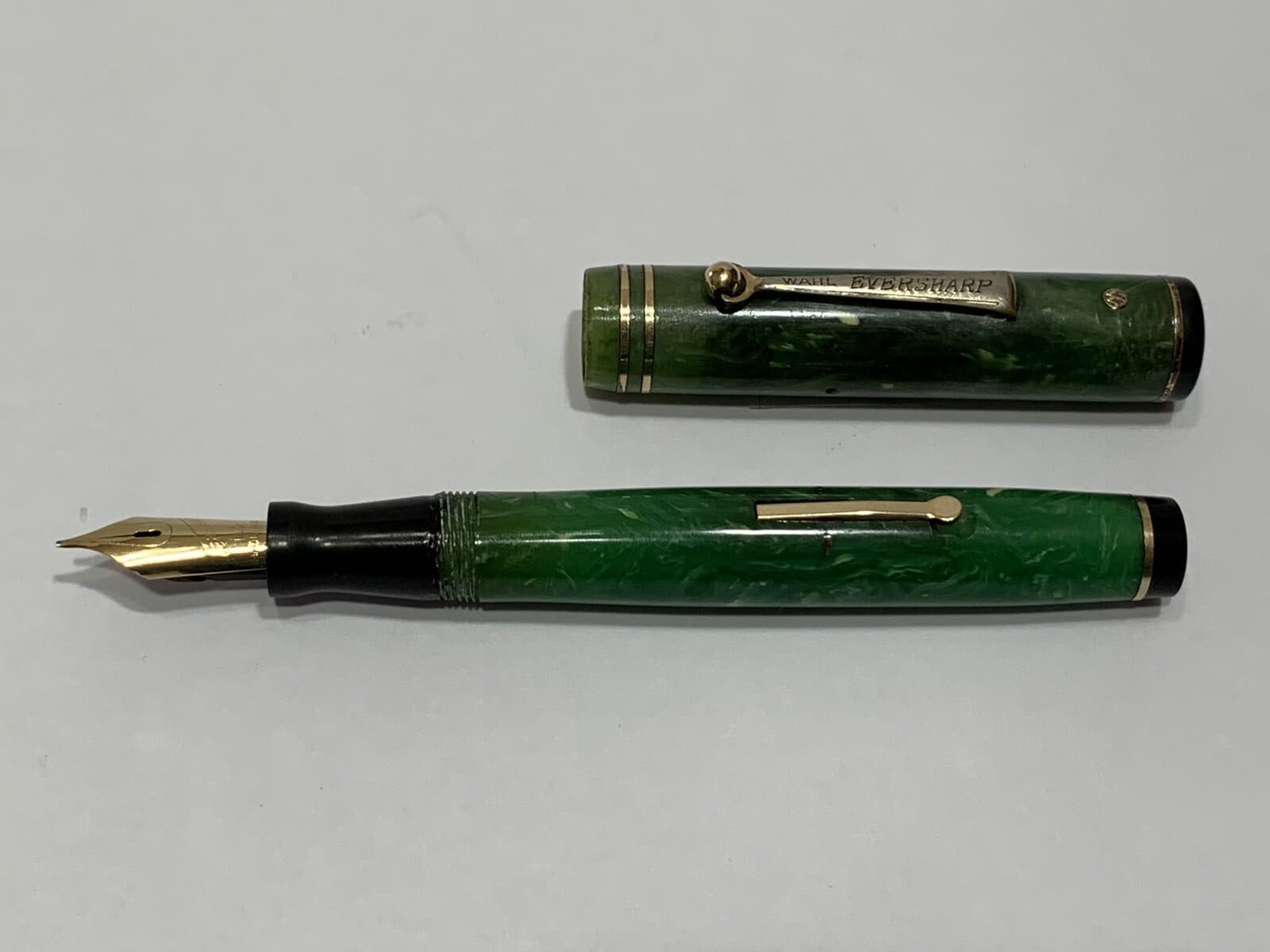 VTG WAHL EVERSHARP GOLD SEAL JADE GREEN LEVER FILLER 14 K  NIB FOUNTAIN PEN. 3