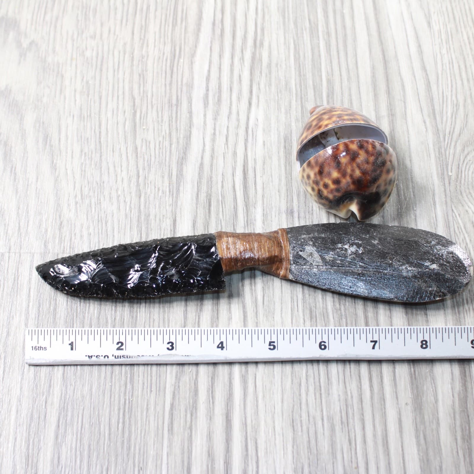 Orthoceras Fossil Handle Obsidian Blade Ornamental Knife #2257  Mountain Man Kni 3