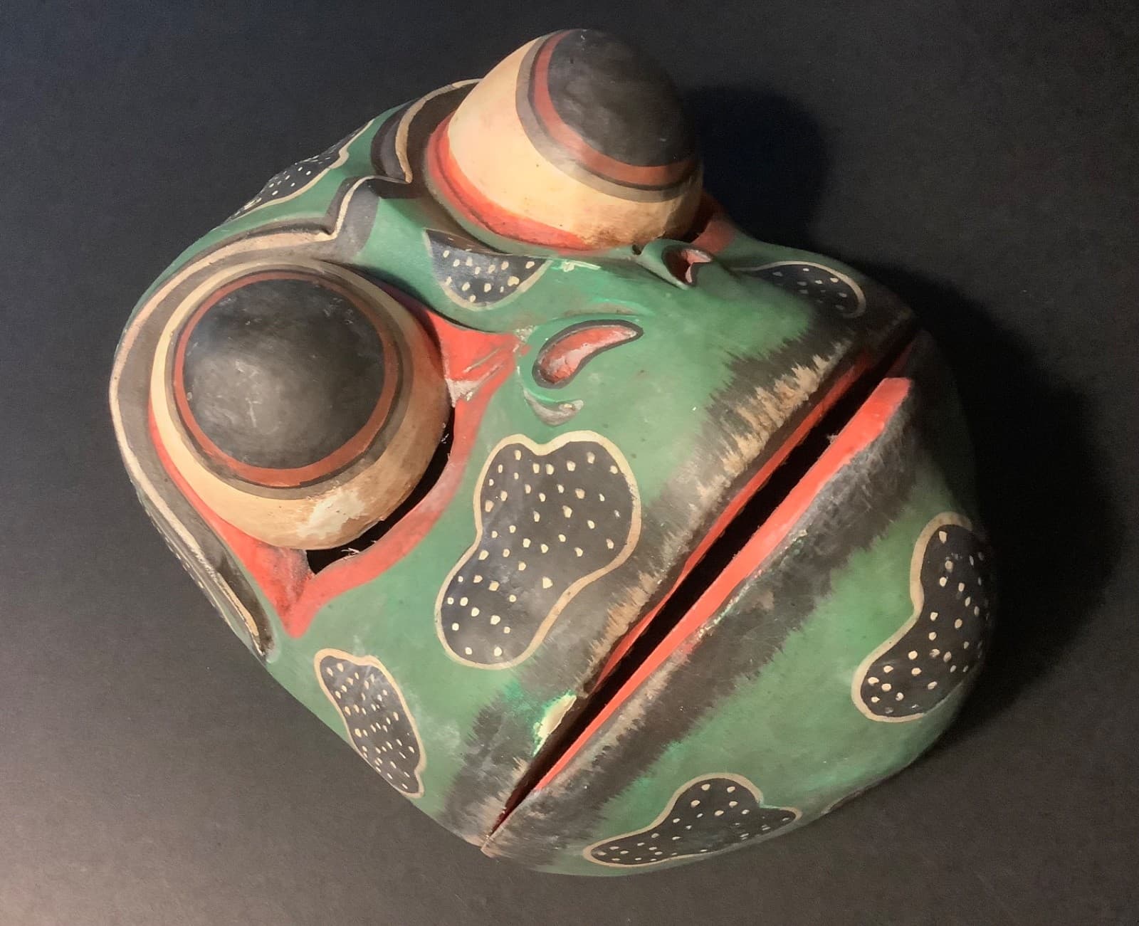 VTG Godogan Frog Face Prince Balinese Indonesian Carved Wood Mask Hinged Mouth