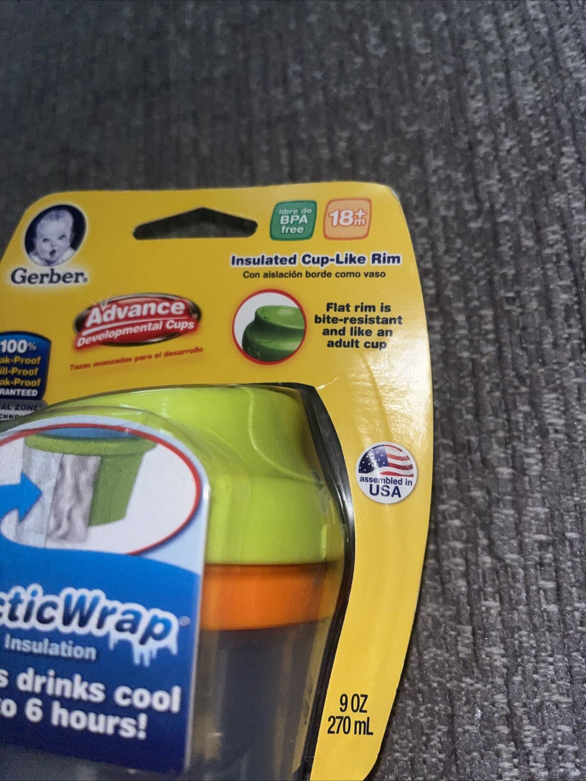 NUK GERBER 9OZ ADVANCED DEVELOPMENTAL CUP ARCTIC WRAP 18+ MO BPA FREE LEAK PROOF 3