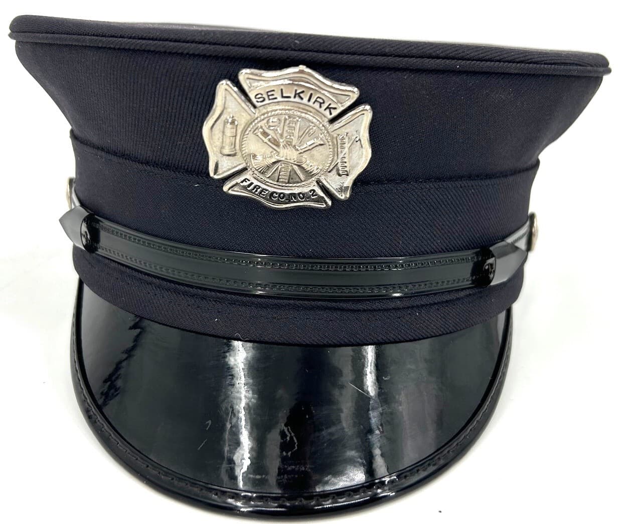 Vintage Obsolete Retired Fire Company Blue Hat w/ Badge - SELKIRK, NY - Size 7