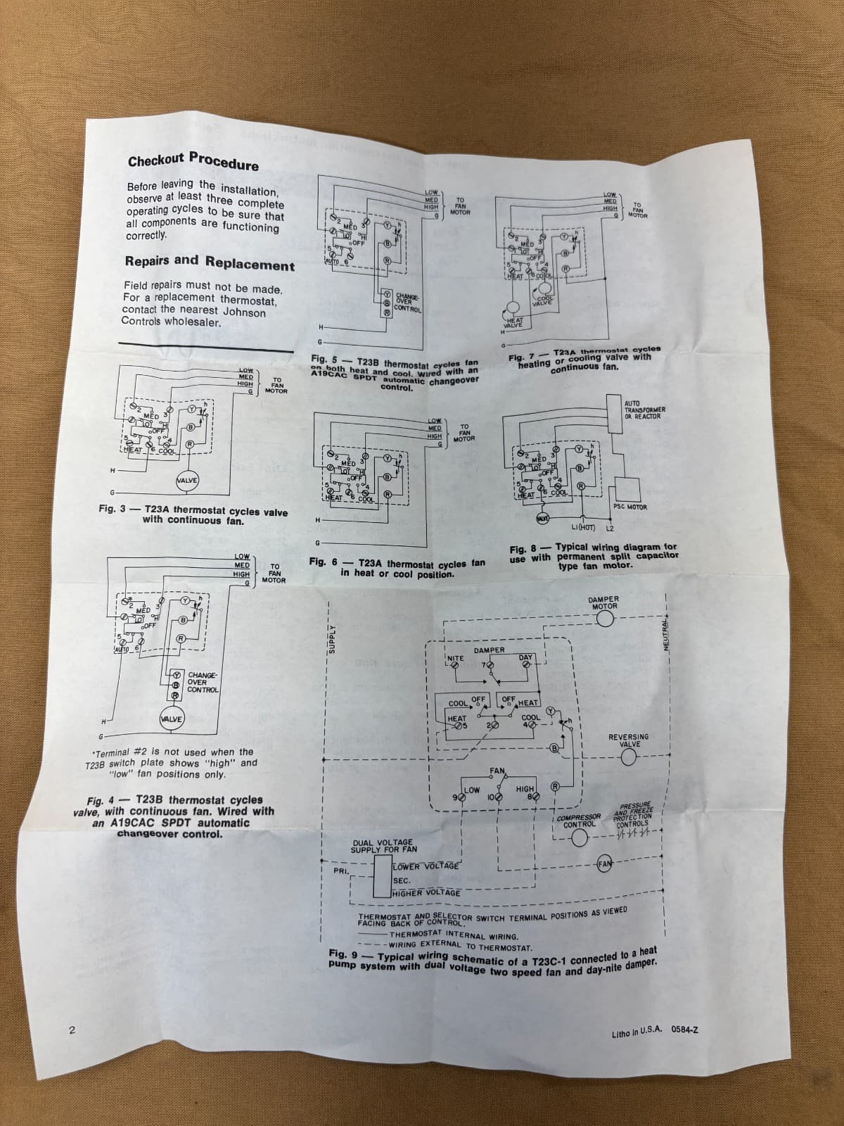Johnson Controls T23A-1C Fan Coil Thermostat 50 To 90F Heat Cool System Switch 5