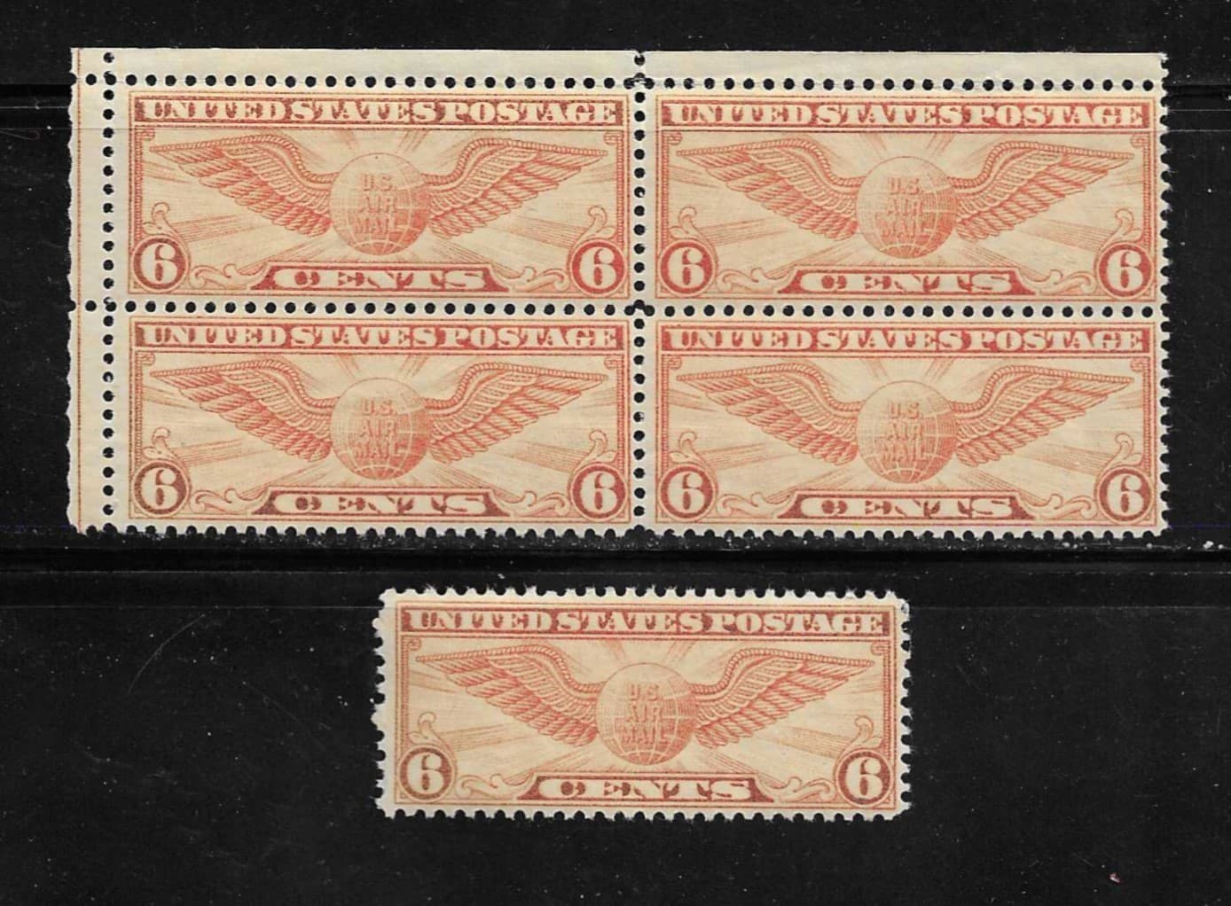 Scott # C 19 MNH  Block of 4 And Single