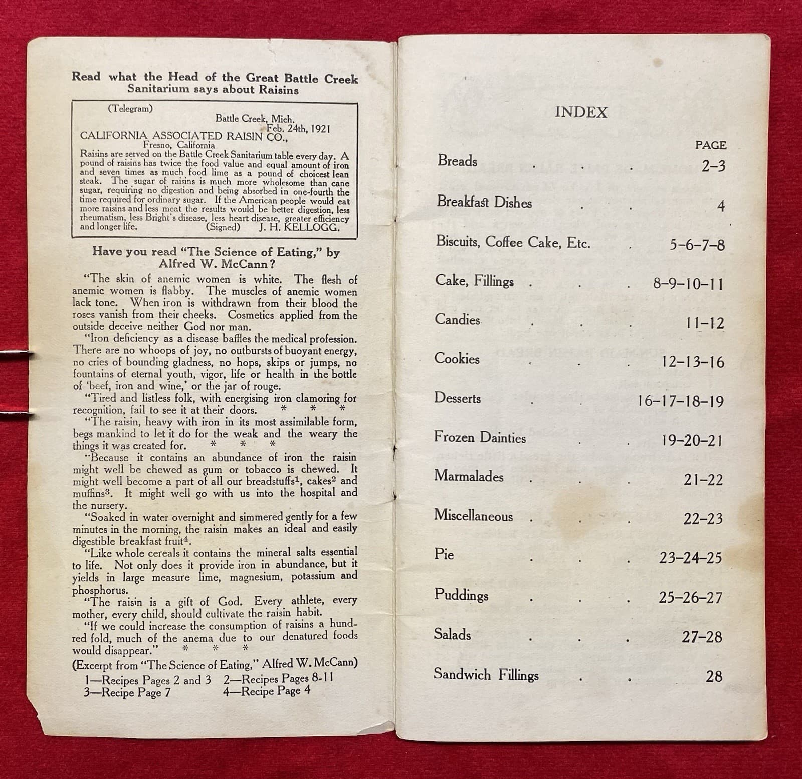 1921 **CALIFORNIA ASSOCIATED RAISIN CO.** {92 SELECTED RECIPES} 28 PAGE BOOKLET! 3