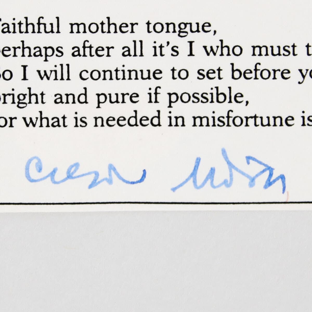 Czeslaw Milosz Signed Poem 1980 Nobel Prize in Literature - COA JSA 2