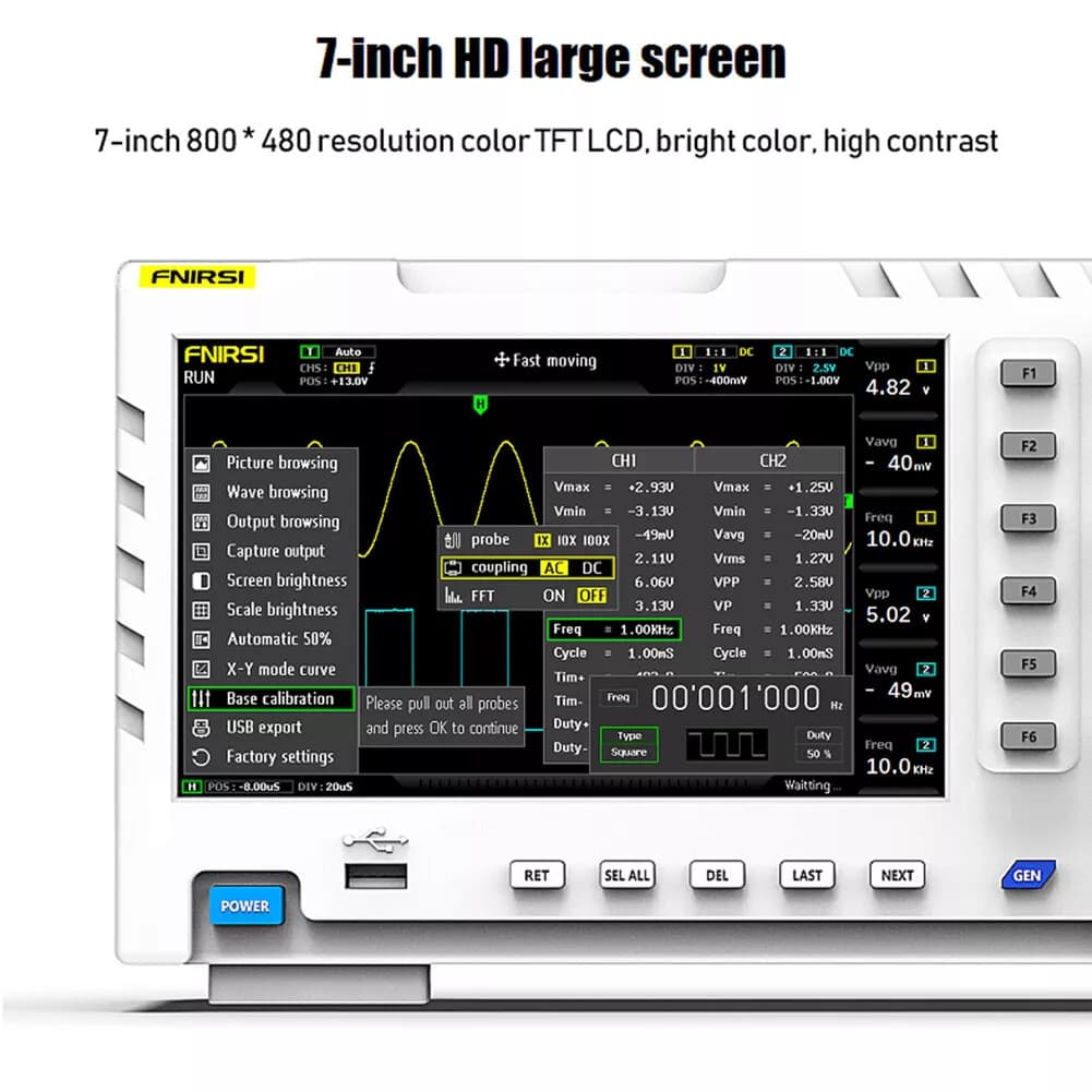 FNIRSI 1014D 7" LCD 2 Channel Signal Generator Digital Storage Oscilloscope H0V2 6