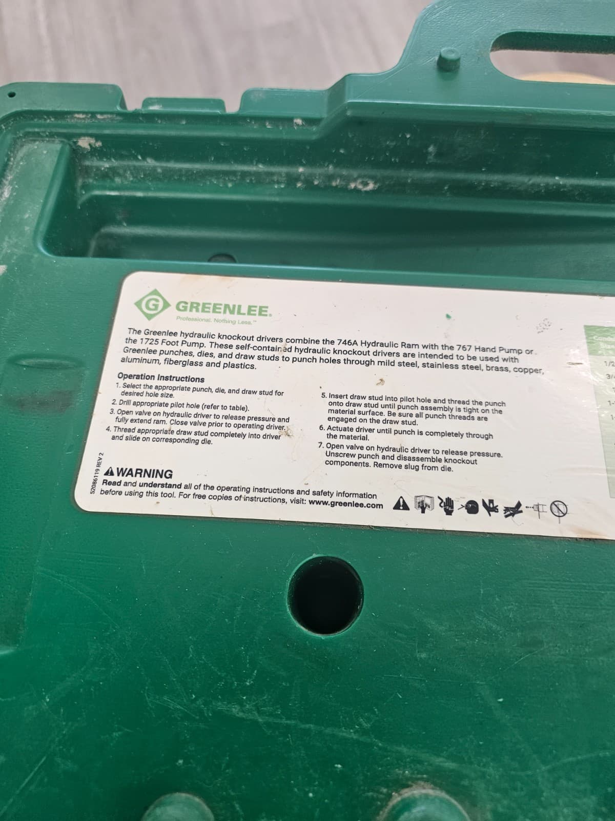 Greenlee 7310SB 11 ton Slug Buster KO Knockout Punch Set 1/2"-4" 767 Pump 2