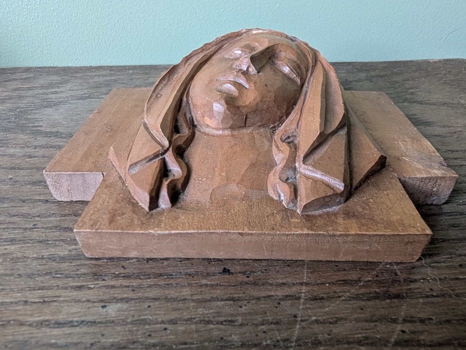 Vintage Carved Wooden Jesus and Mary Wall Hangings Plaques 6