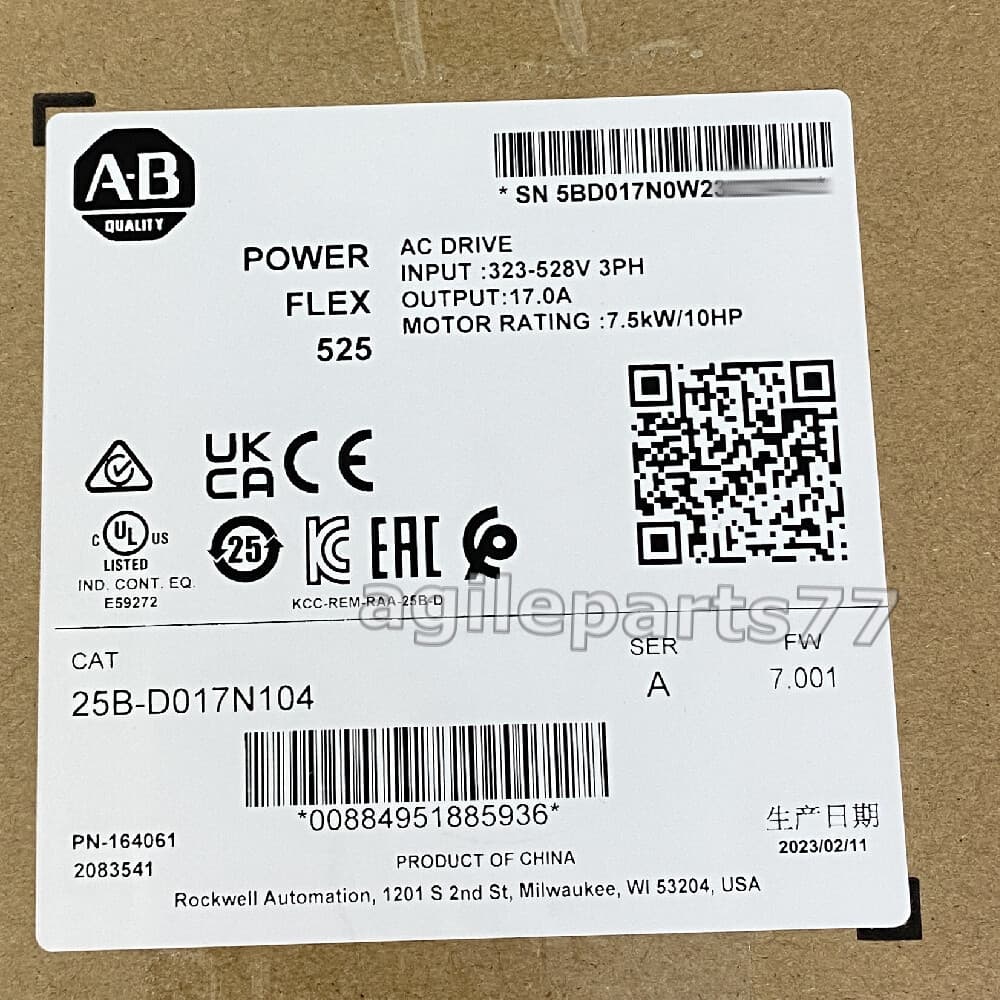 New Factory Sealed 25B-D017N104 AB PowerFlex 525 AC Drive 480V 7.5KW 2023 TX 6